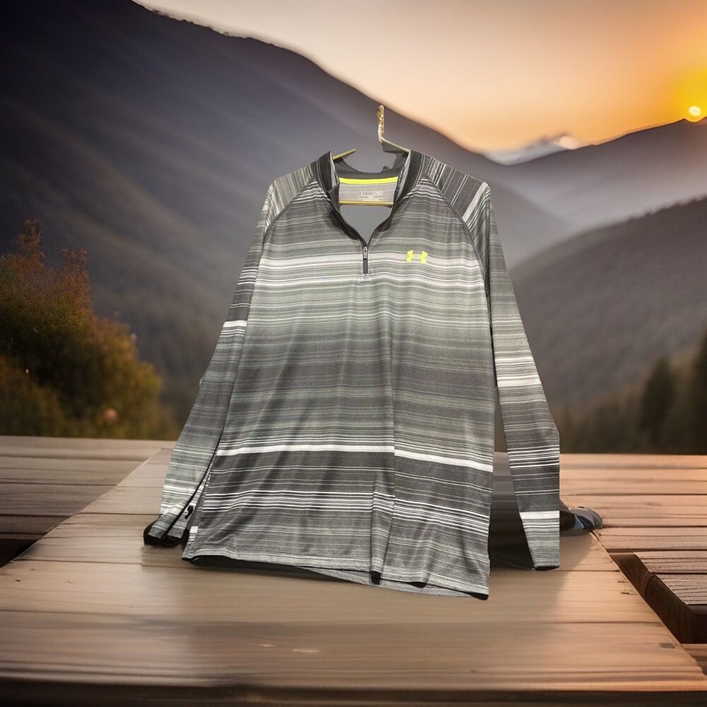 Under Armor Men’s Heat Gear Stripped Long Sleeve Quarter Zip Golf XL #0266